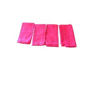Kate Spade Set Of 4 Pink Polka Dot Cloth Napkins 20"x20" 100% Cotton